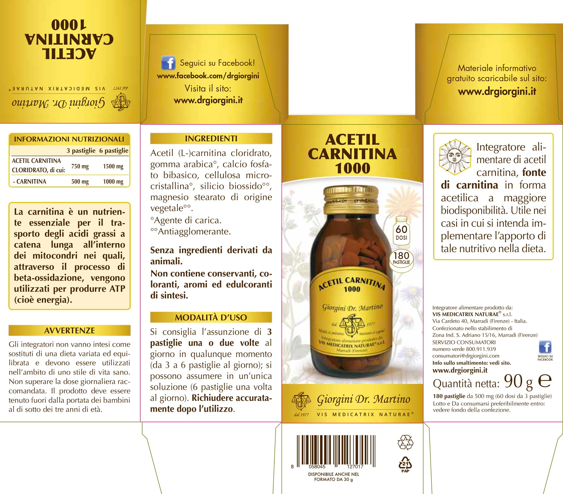 ACETIL CARNITINA 1000 pastiglie - 90 g