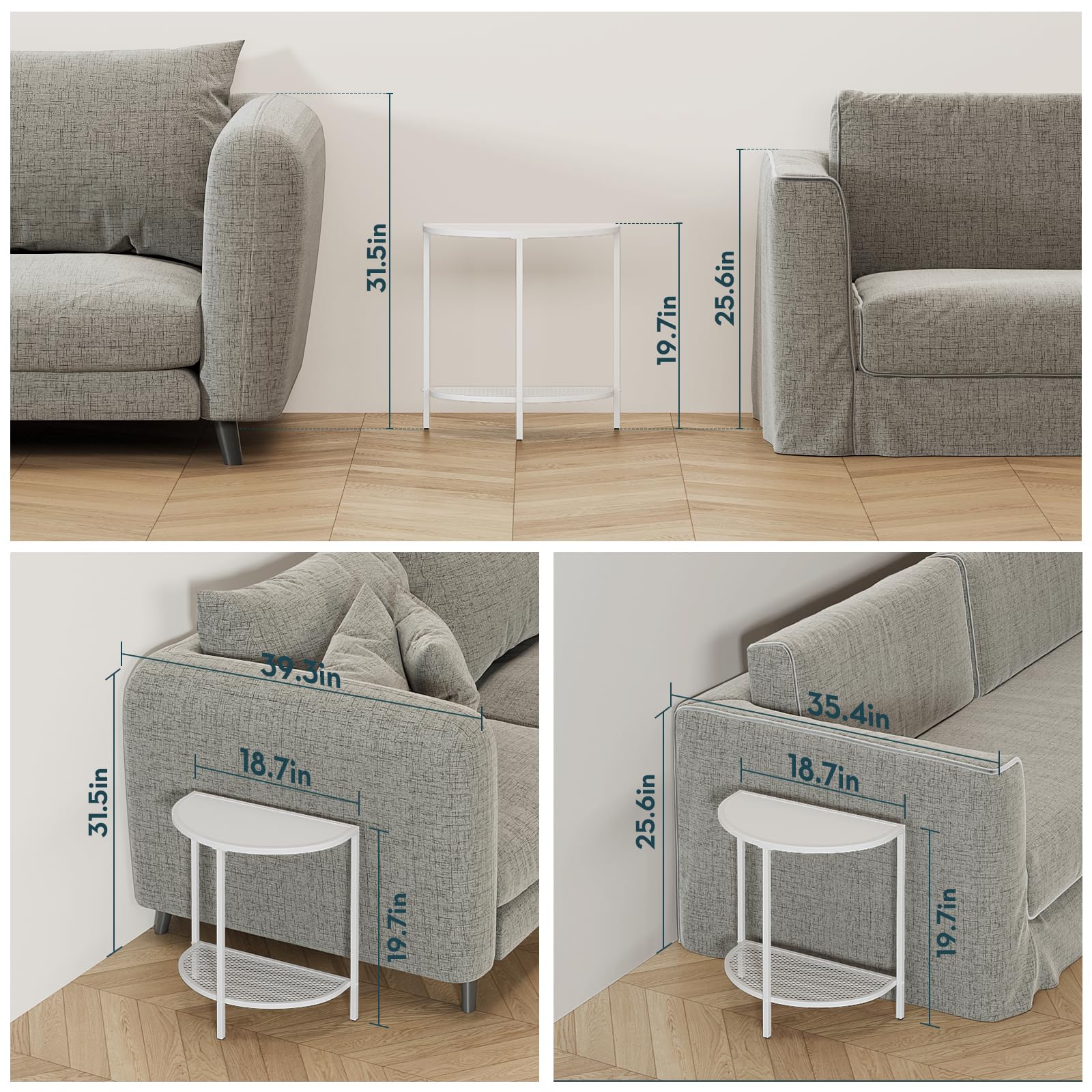 省スペース用什器セット(ホワイト) Amazon.com: SAYGOER White End Table 19.7'' Half Moon Side