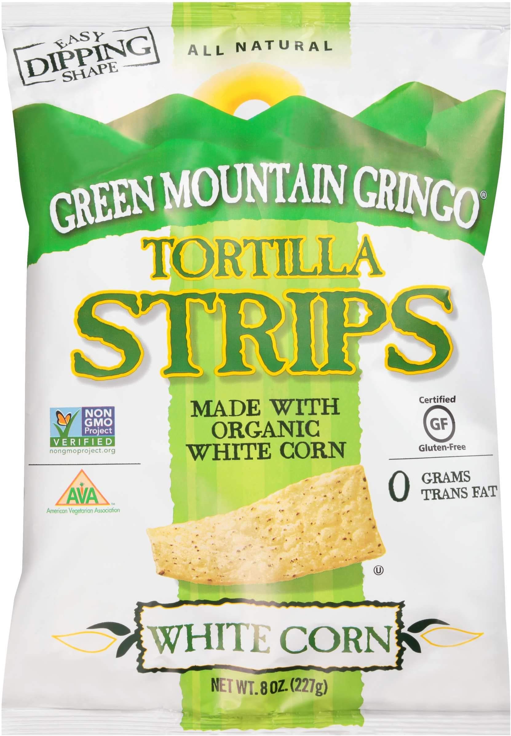 Green Mountain Gringo Organic White Corn Tortilla Strip, 8 Ounce - 12 per case.12