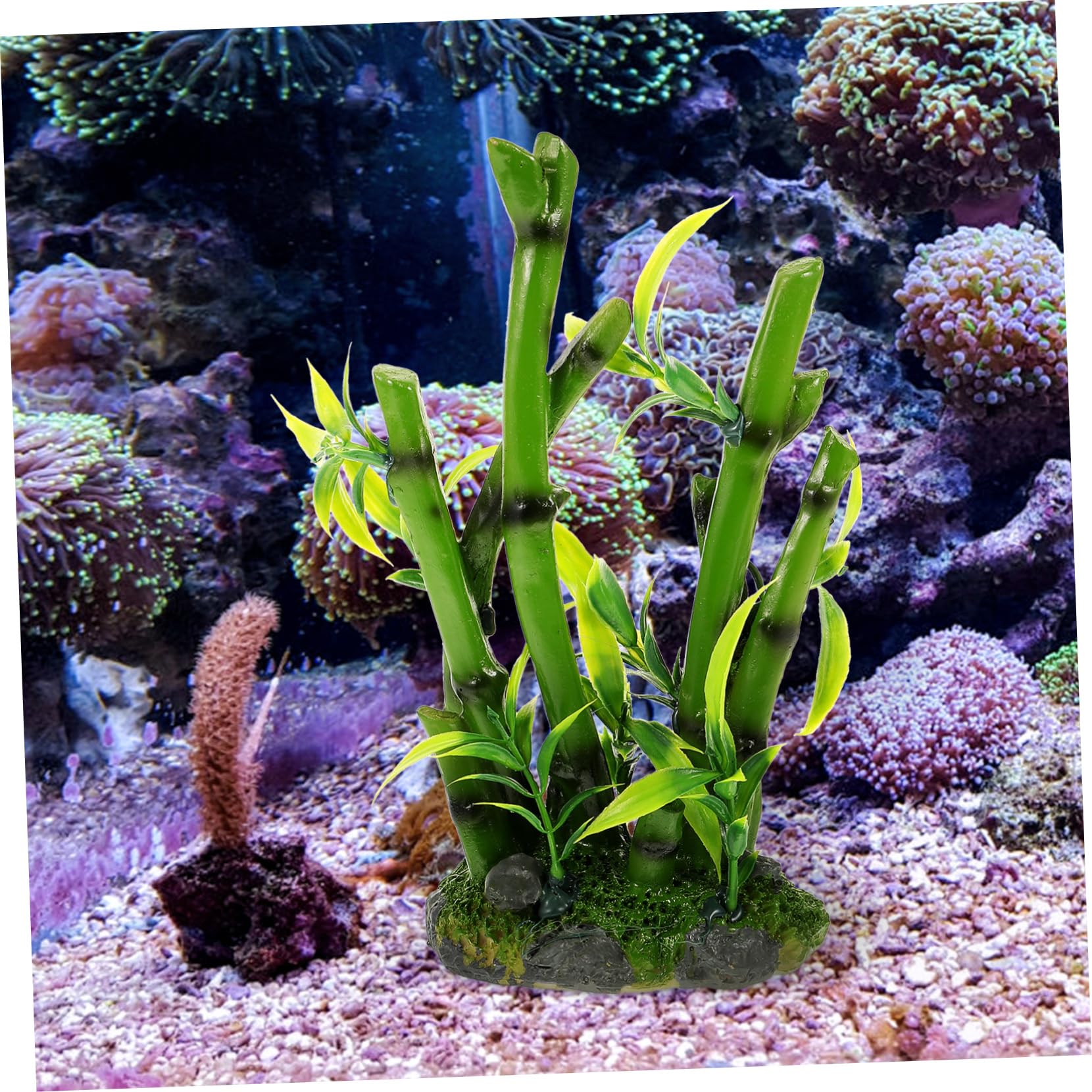 Kisangel 4 Piezas Decoración De Pecera Continuar Planta De Terrario De Reptiles Plantas De Acuario Flotantes Planta De Pecera Artificial Decoraciones De Acuario Árbol Falso Resina Green