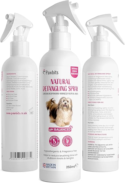 Dog Detangler Spray - Dog Hair / Fur Conditioner - Professional Grooming Formula for Dematting and Detangling - Leave in Conditioning Spray for Dogs, Hypoallergenic RSPO (Fragrance Free - 250ml)