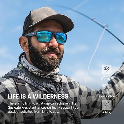 Miniatura 32 de TOREGE - Lentes de sol polarizados deportivos para hombres y mujeres, para ciclismo, correr, golf, pesca, TR26 Marco negro y lente plateado cobre