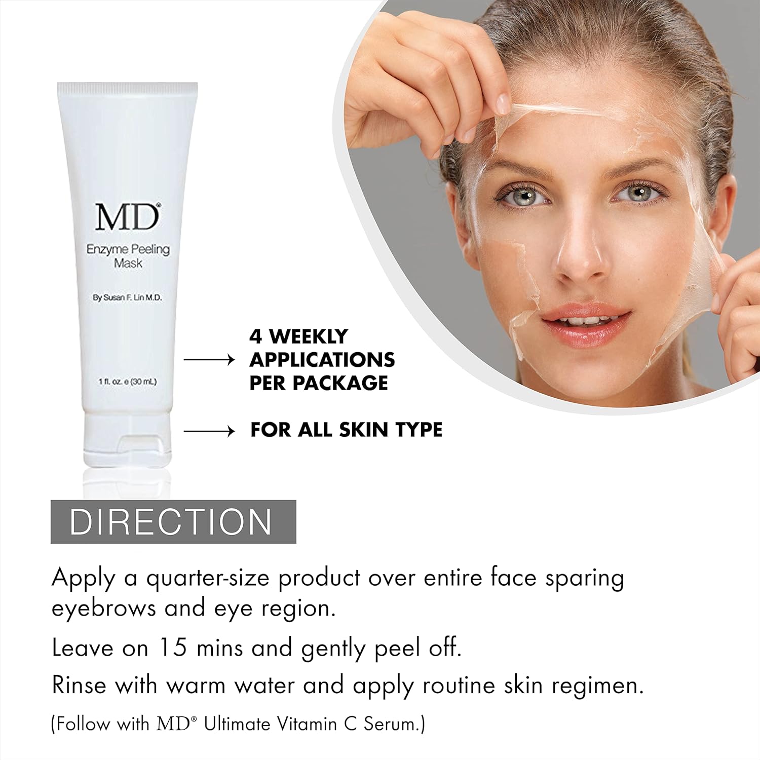 MD® Enzyme Peeling Mask – 30 mL | Gentle Exfoliating Gel with Natural Papaya & Pineapple Enzymes - Image 5