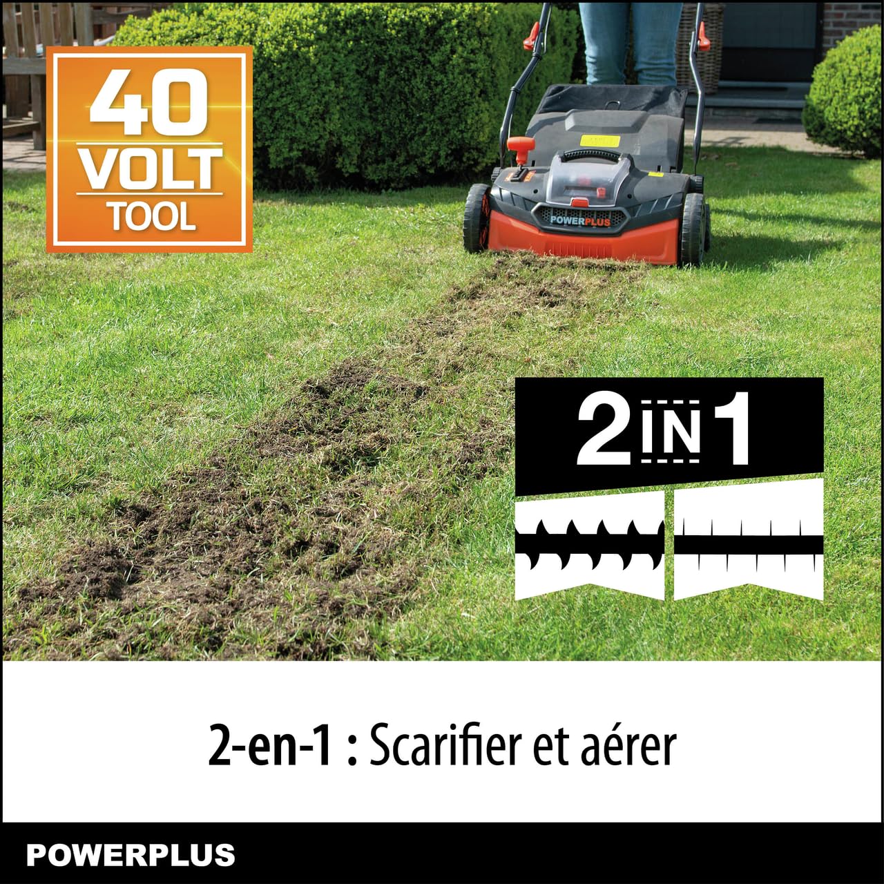 Powerplus Dual Power POWDPG75610-40 V, kosiarka akumulatorowa o średnicy 420 mm, bez baterii i ładowarki, z uchwytem na trawę i tylnym wyrzutem