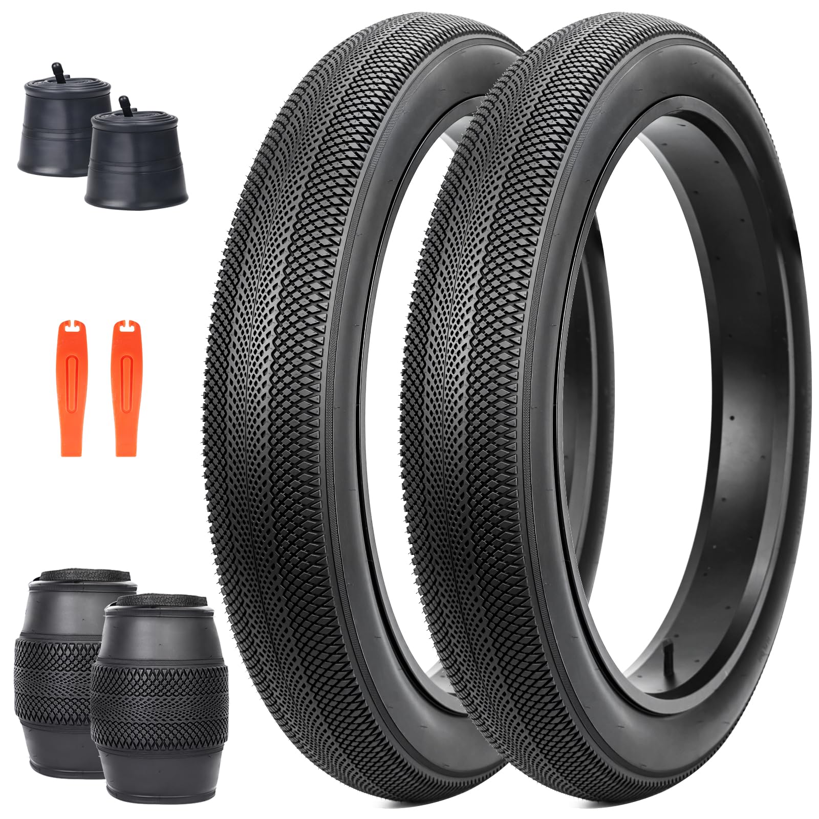 MEGHNA Bike Tire 26 x 4.0 Mountain Bike Fat Tire with Tubes Groove Tread Foldable Tire 26 inch Replacement for Snow Bike Fat Bike Electric Bike (Black - 2 Tires 2 Inner Tubes, 26 x 4.0 inch)
