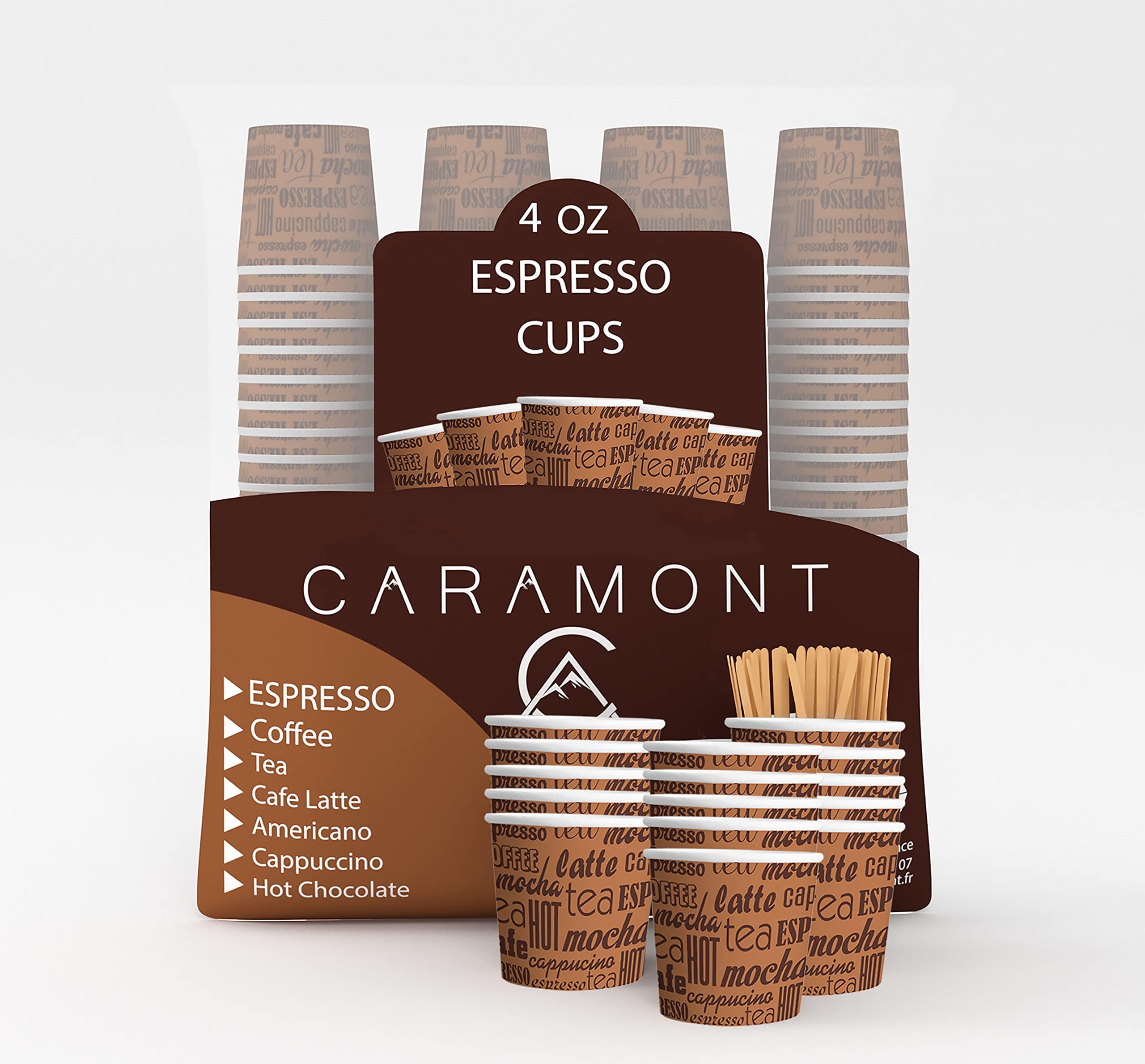 400 Bicchieri In Cartone Ecologici Caramont Da 7 Oz Con Agitatori In Legno – Per Bevande Calde E Fredde, Ideali Per Feste - 3