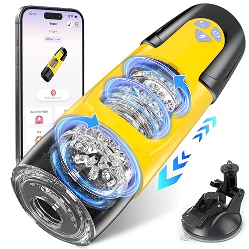 Cafatop Sex Toys for Men Male Masturbator - Automatic Masturbators Cup with 7 Thrusting &Rotating Modes for Penis Stimulation, Electric Pocket Pussy Stroker, Adult Sex Toy Sex Furniture Bedding - A-yellow