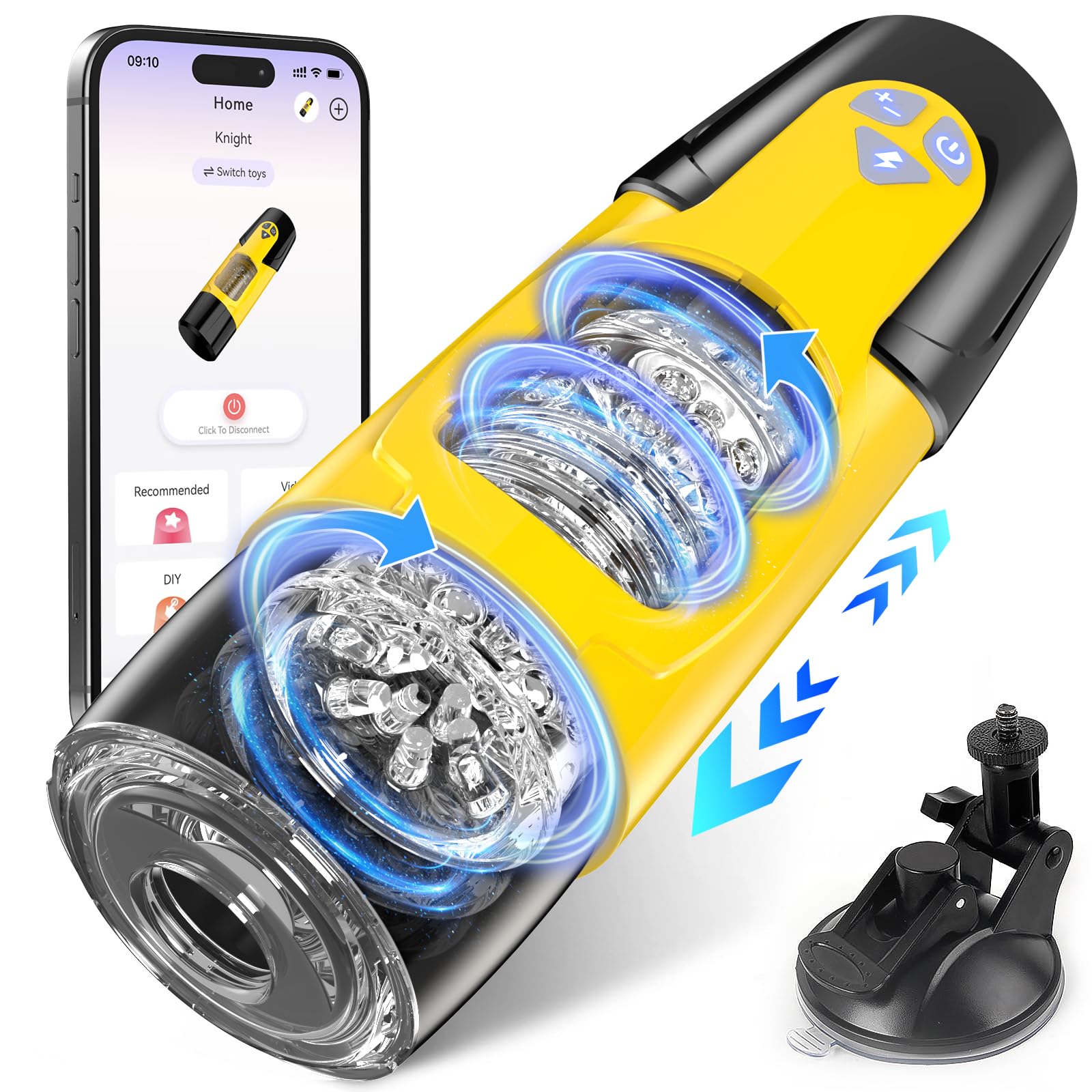 Cafatop Sex Toys for Men Male Masturbator - Automatic Masturbators Cup with 7 Thrusting &Rotating Modes for Penis Stimulation, Electric Pocket Pussy Stroker, Adult Sex Toy with Suction Base