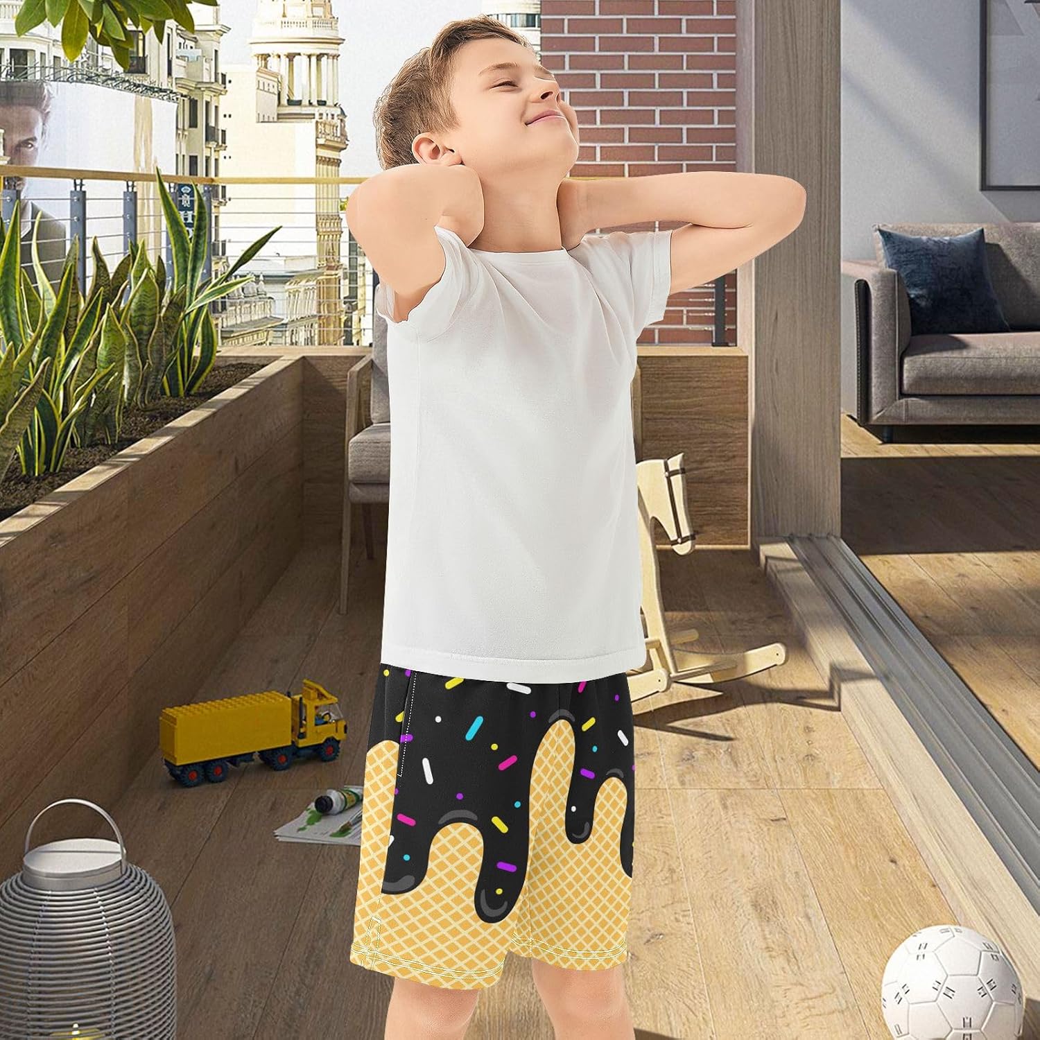 VIGTRO ボーイズ カジュアルショーツ アスレチック ジム ショーツ 伸縮性ウエスト ポケット付き サマースポーツ アウトドア