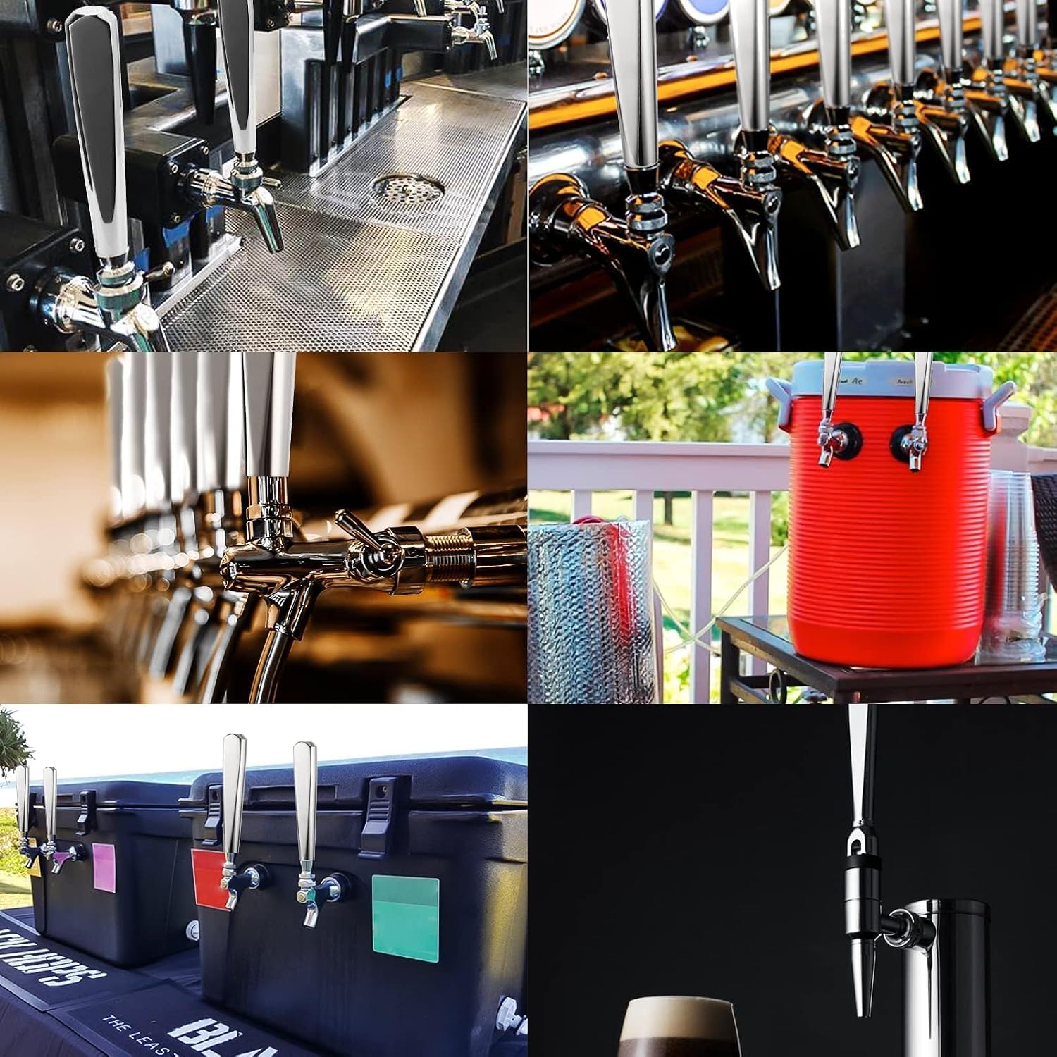 MRbrew Beer Tap Handle 2 PCS, Upgraded Beer Faucet Handle 304 Stainless Steel Beer Keg Tap Handle Commercial Standard 3/8”Threading Kegerator Tap Handle for Kegerator Tower Stout Nitro Tap Draft Beer