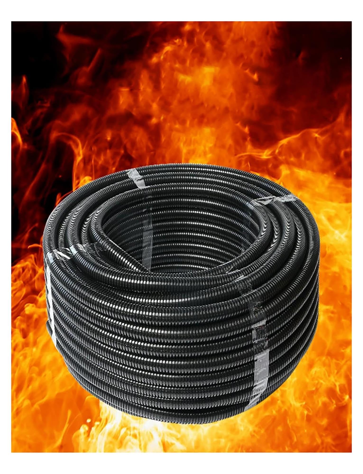 Tubo corrugato flessibile nero per protezione cavi, resistente al calore