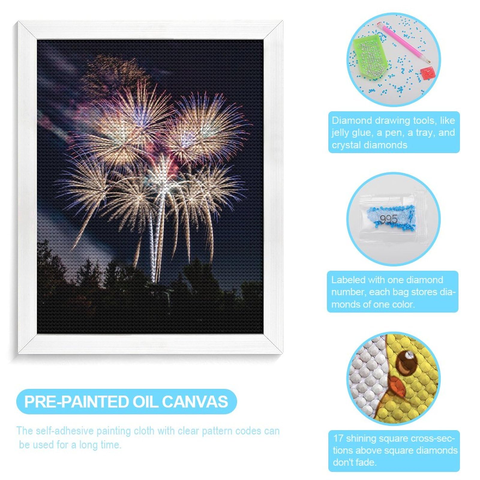 Amazon | ダイヤモンドアート 夜の公園で花火が上がる ダイヤモンド