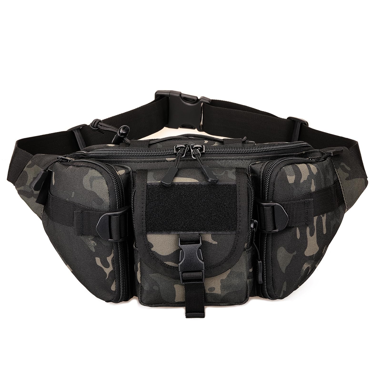 Marsupio Tattico Militare Uomo ZHIERNA - Impermeabile Per Trekking, Corsa E Viaggi - Blu Mimetico Con Tasca Nascosta