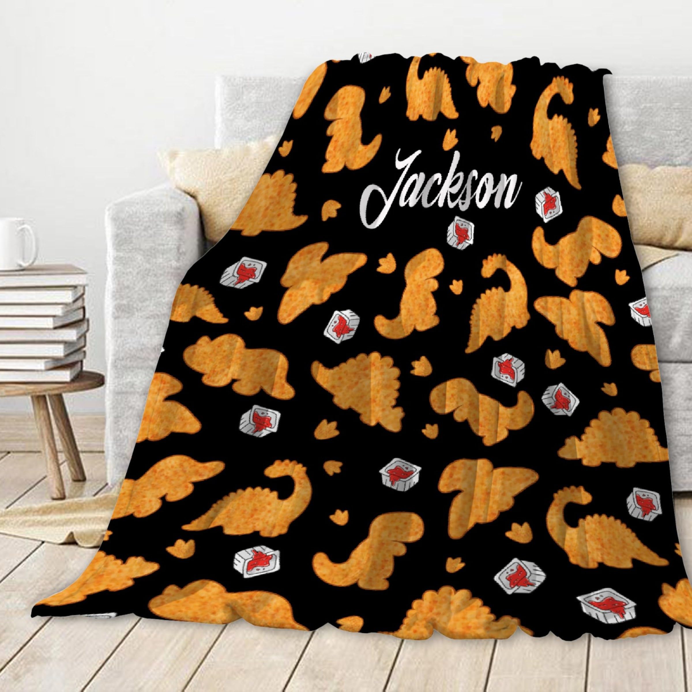Custom Chicken Nugget Throw Blanket, Personalized Swaddle Blanket for Kids, 50