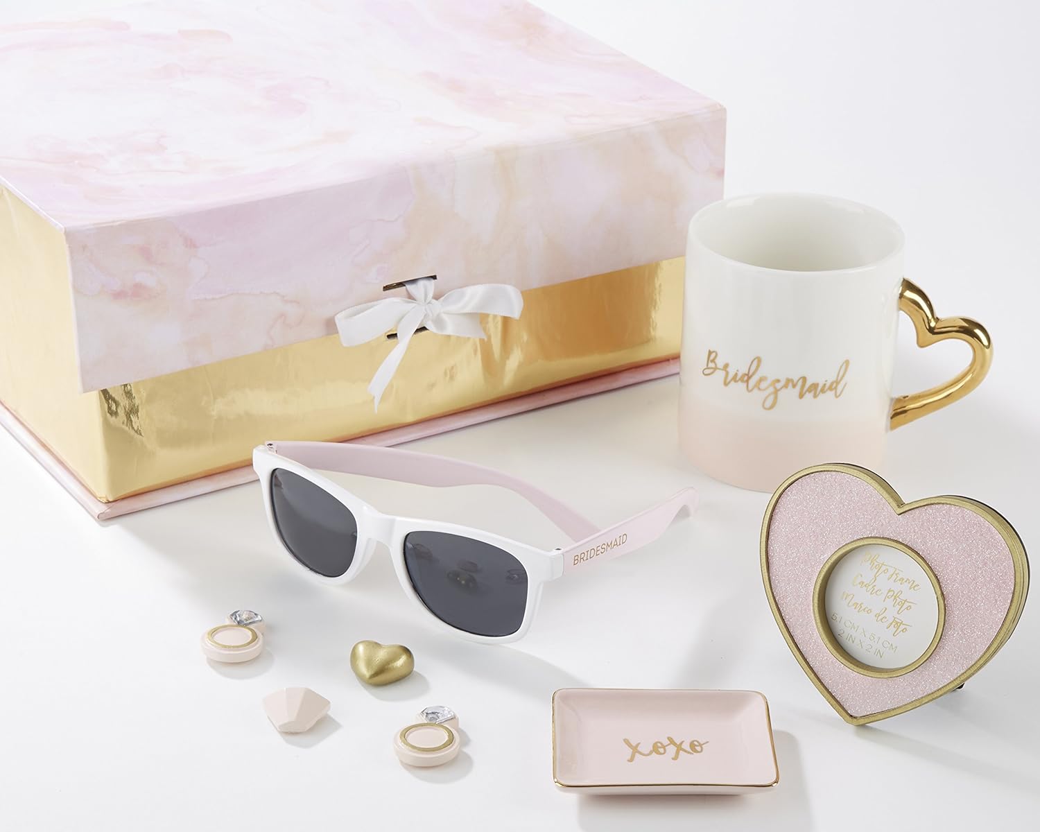 Kate Aspen Pink and Gold Will You Be My Bridesmaid Kit Gift Set, Pink, White and Gold