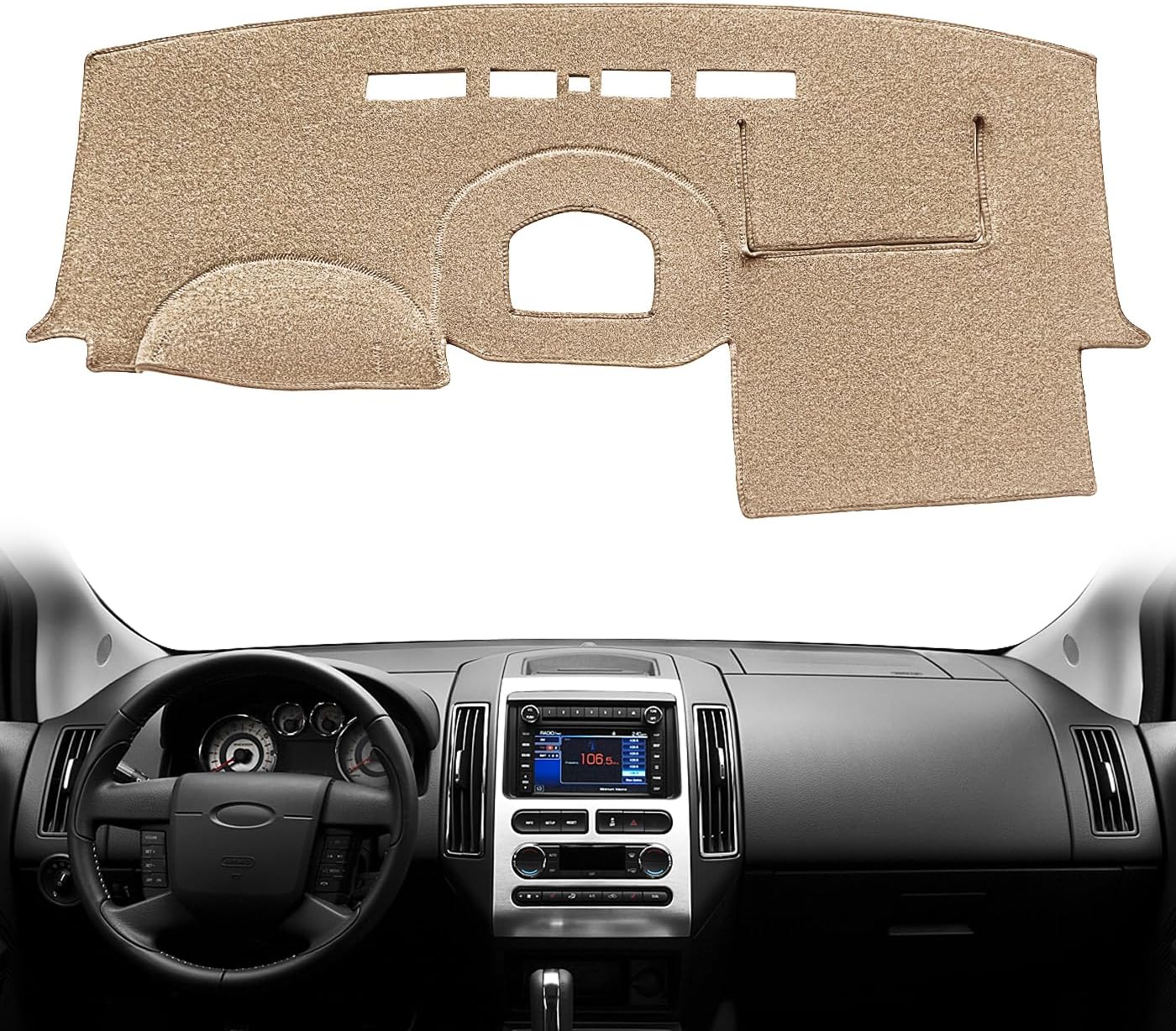 Dash Cover Mat Custom Fit for Ford Edge Dashboard Cover Pad Cap Carpet Protector F205 (Beige)