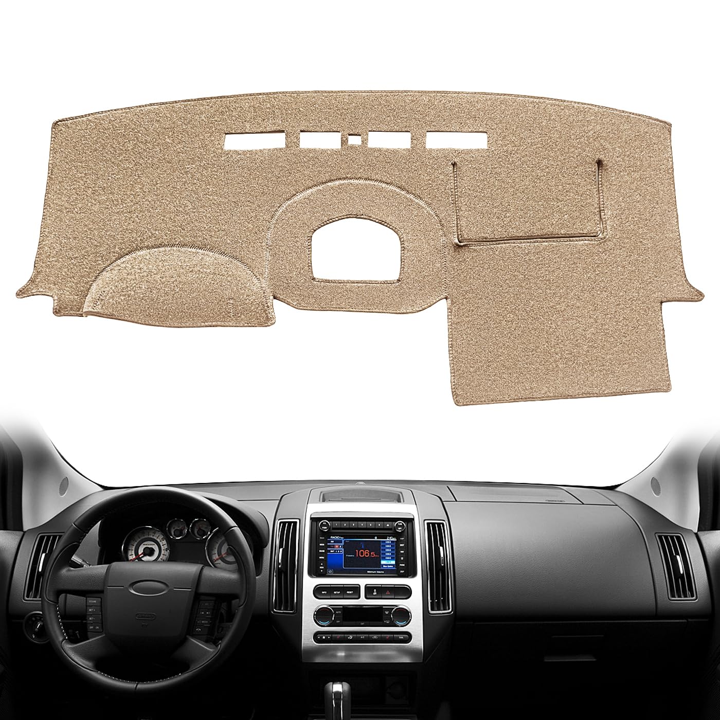 Fcovergurus Dash Cover Mat Custom Fit for Ford Edge Dashboard Cover Pad Cap Carpet Protector F205 (Beige)