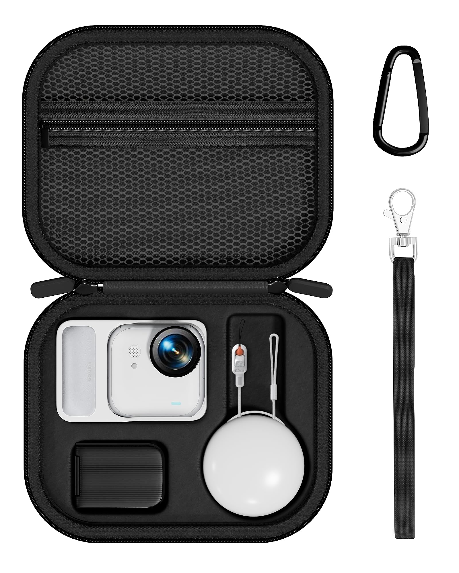 ProCase Custodia da Trasporto per Insta 360 Go Ultra Pacchetto Standard, Borsa di Viaggio Protettiva con Cinturino per Go Ultra Action Camera Accessori -Nero