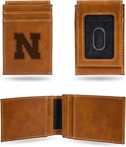 Miniatura 193 de Rico Industries NCAA - Cartera de bolsillo frontal grabada con láser - Compacta/cómoda/delgada Marrón