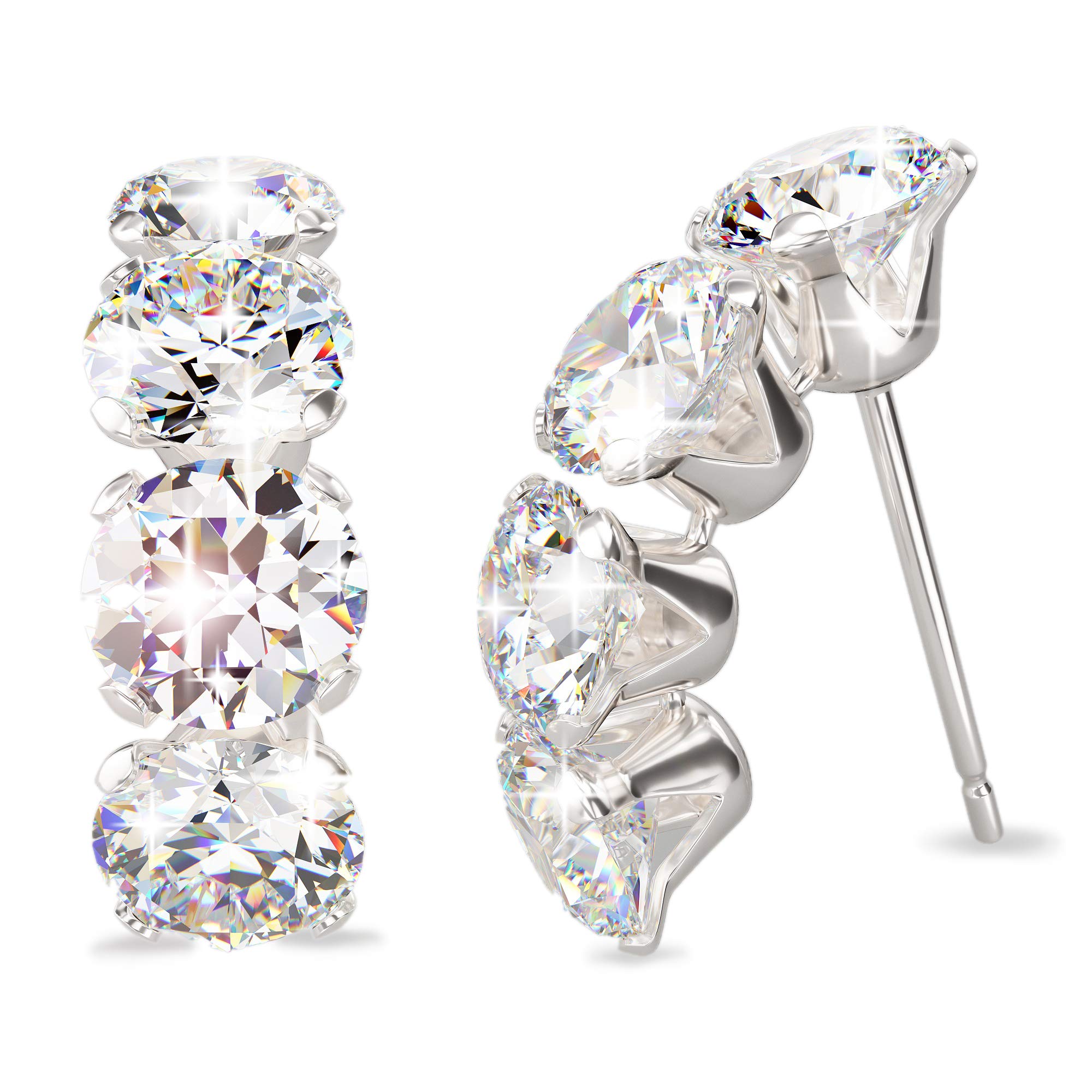 14K Gold Plated Sterling Silver Earring Cubic Zirconia Stud Earrings for Women…