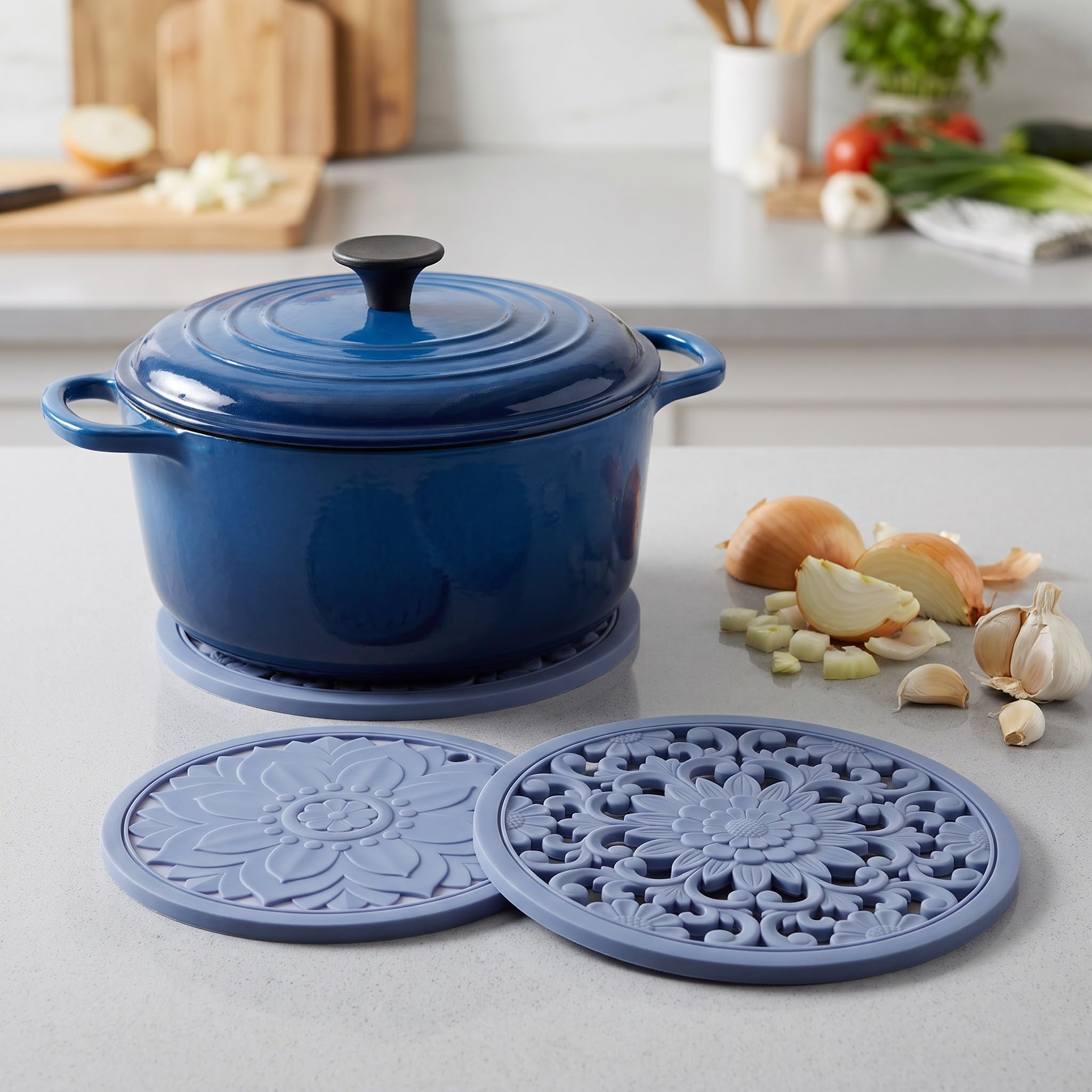 FOMIYES Lot de 3 Dessous de Plat en Silicone, 20 cm (7,87 Pouces),