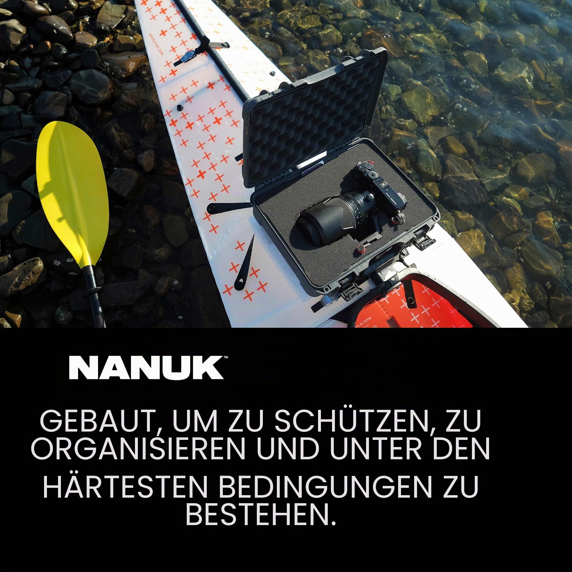 NANUK 910 – Wasserdichter Schutzkoffer aus NK-7-Kunststoff mit individuell anpassbarem Schaumstoff-Einsatz (36,3 x 28,2 x 11,9 cm) (Schwarz)