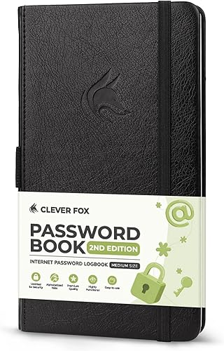 Clever Fox Libro de contraseñas 2 edición Guardacontraseñas de bolsillo con pestañas alfabéticas Cuaderno de direcciones de Internet y diario Clever Fox Libro de contraseñas 2 edición Guardacontraseñas de bolsillo con pestañas alfabéticas Cuaderno de direcciones de Internet y diario