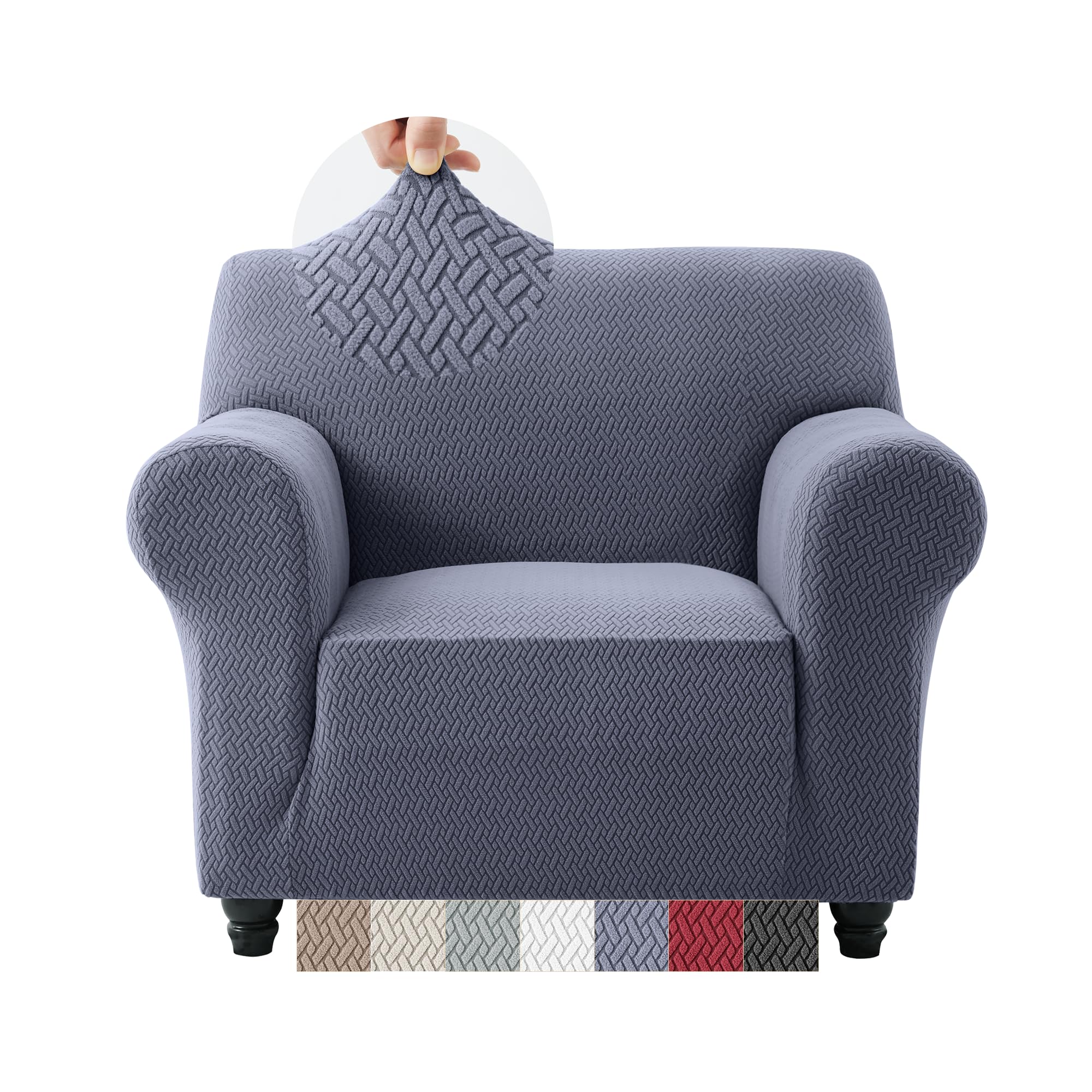 Moonlight Bedding Blue Grey Armchair Covers Non Slip Sofa Cover High Stretch Spandex Couch Covers For Sofa Arm Protector Super Soft Sofa Covers (Navy 1 Seater)
