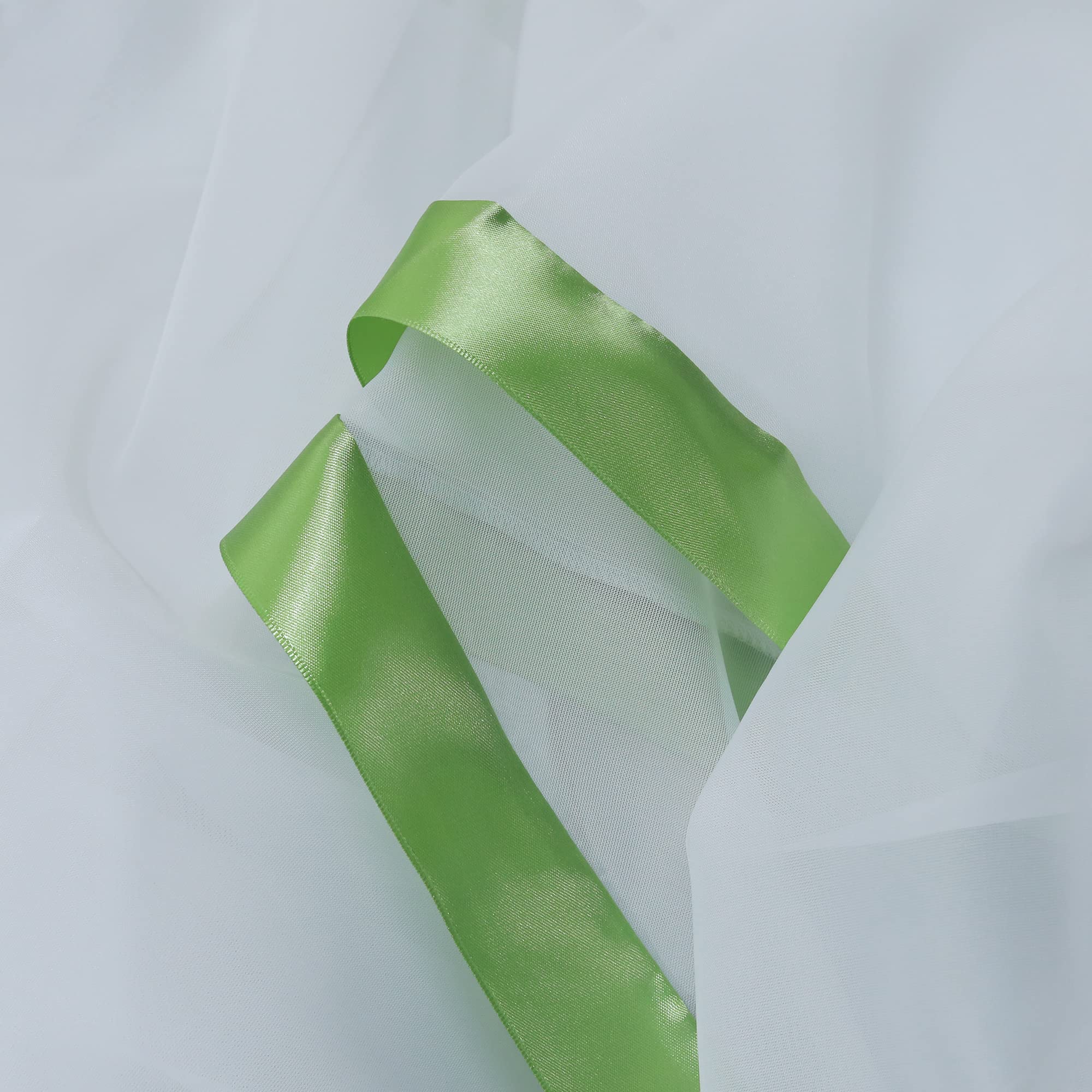 Yujiao Mao Voile Scheibengardine mit Satinband Mode kurz Gardine mit Kräuselband Transparent Grün HxB 145x450cm