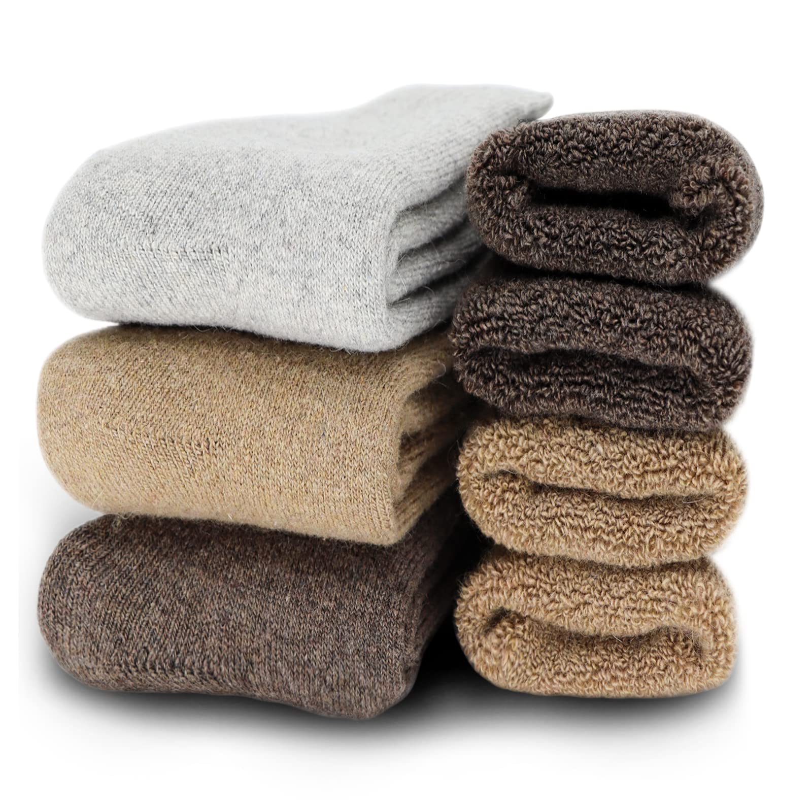 YZKKE 3Pack Mens Super Thick Wool Warm Socks - Soft Comfort Casual Crew Winter Socks