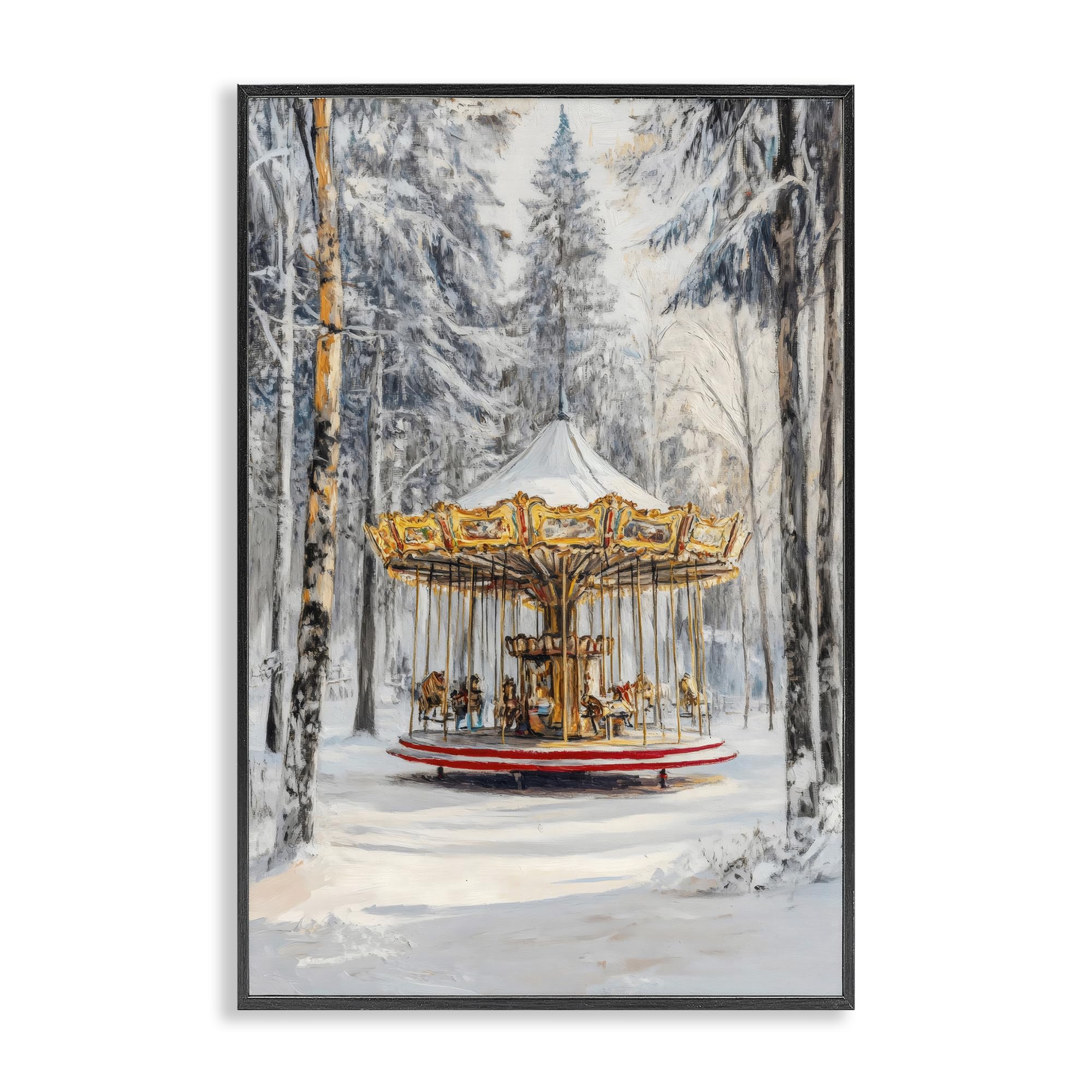 Cadre noir Carrousel Winter Wonderland Stupell Industries 45,7x30,5 cm