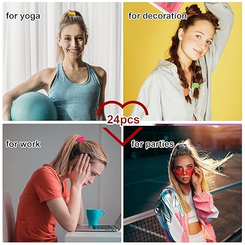 Miniatura 5 de Juego de 24 bandas elásticas de toalla extra suaves para el cabello, de algodón de rizo de algodón elástico, esponjoso, grueso, banda de goma sin