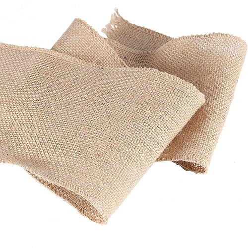 Miniatura 5 de Cinta de arpillera de 54 yardas y 4 pulgadas, tela de yute de color natural, bonita cinta para manualidades, árbol de Navidad, bodas, decoración del