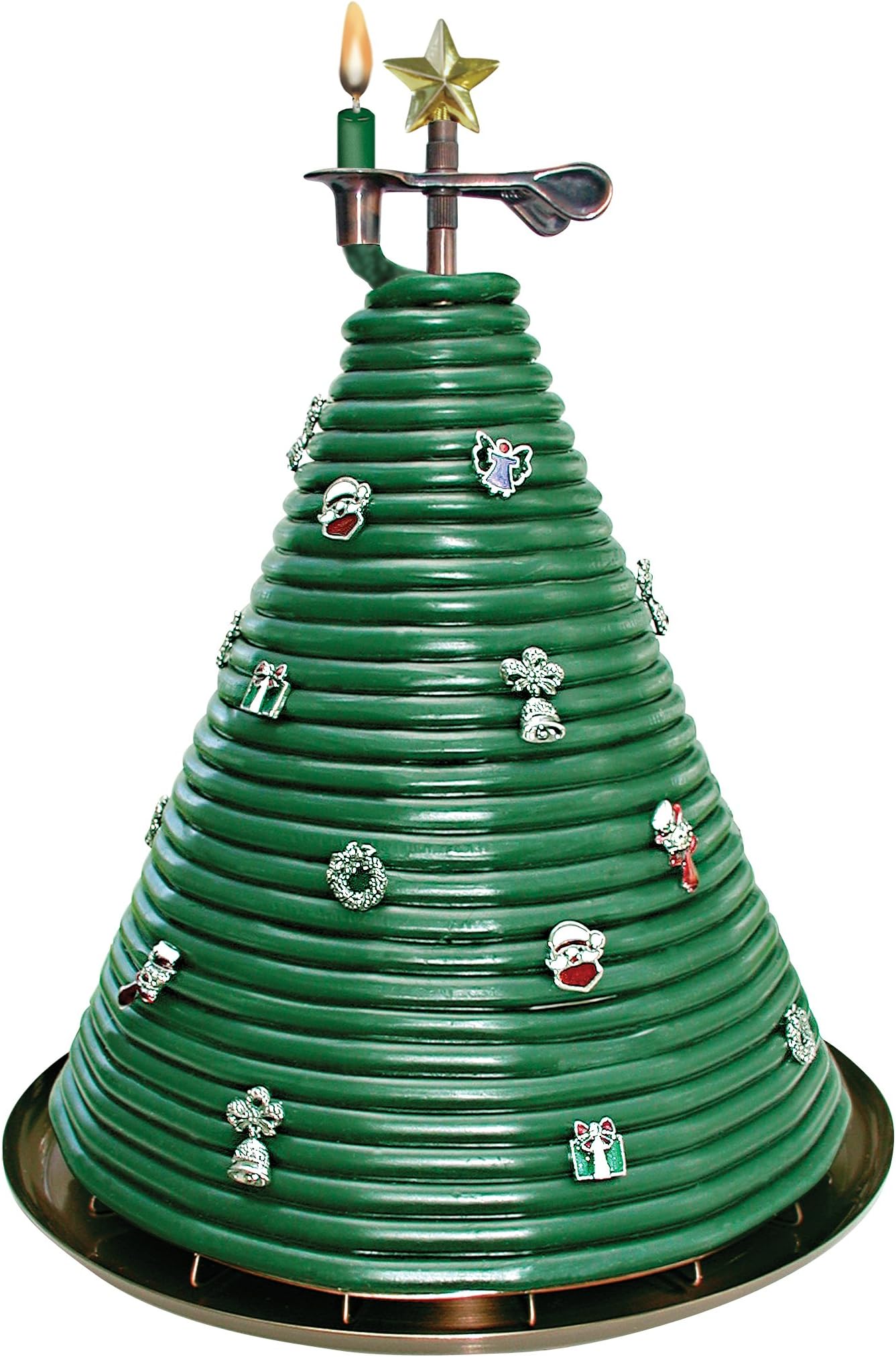 Candle by the Hour300-Hour Christmas Tree Candle with 20 charms, Eco-friendly Natural Beeswax with Cotton Wick
