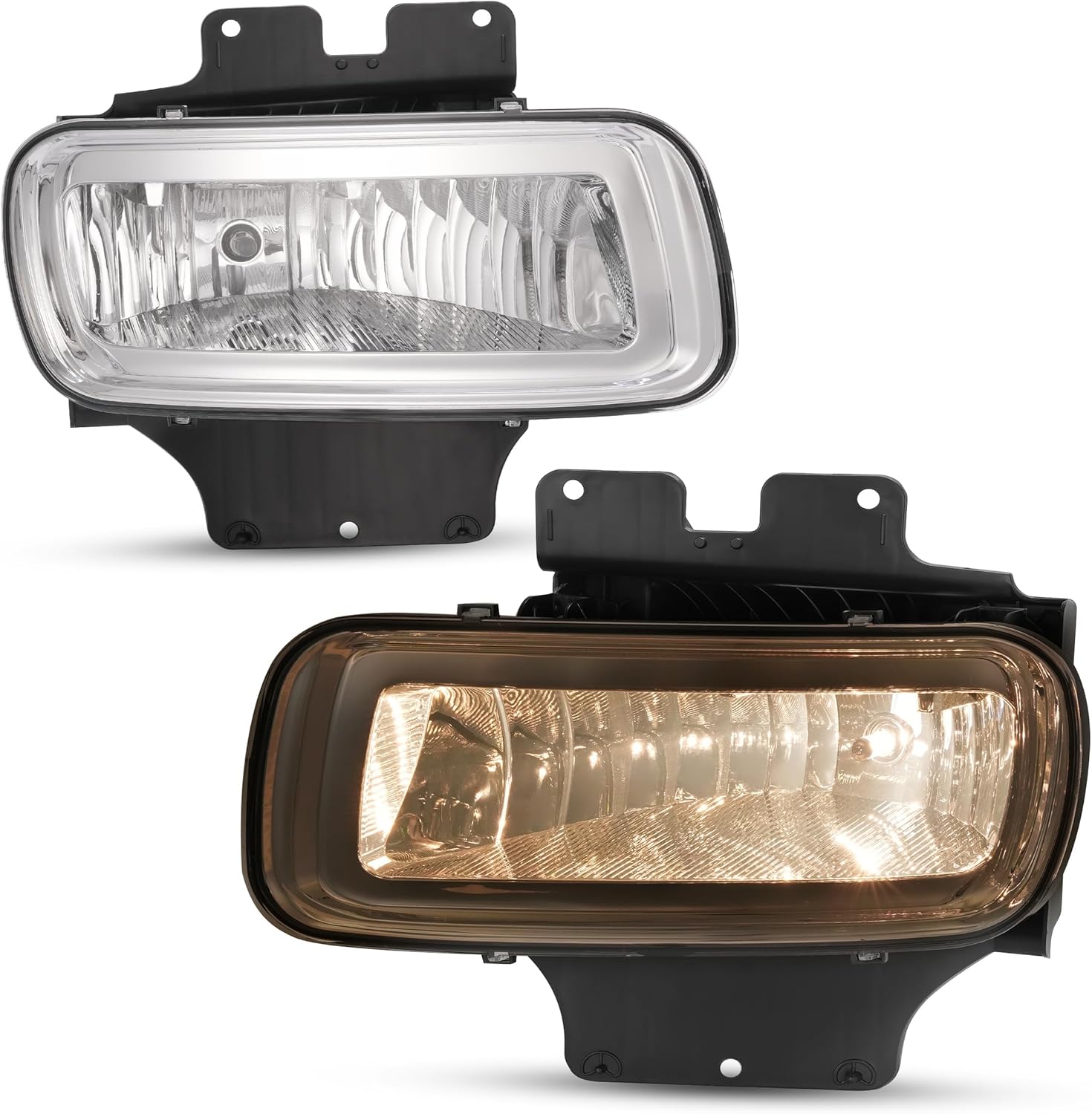HECASA Fog Lights Compatible with 2004-2006 Ford F-150 Lincoln Mark LT Base Replacement for 5L3Z15200A 5L3Z15201A FO2593209 FO2592209 w/Bracket Fog Lamp Clear Lens Driver & Passenger Side