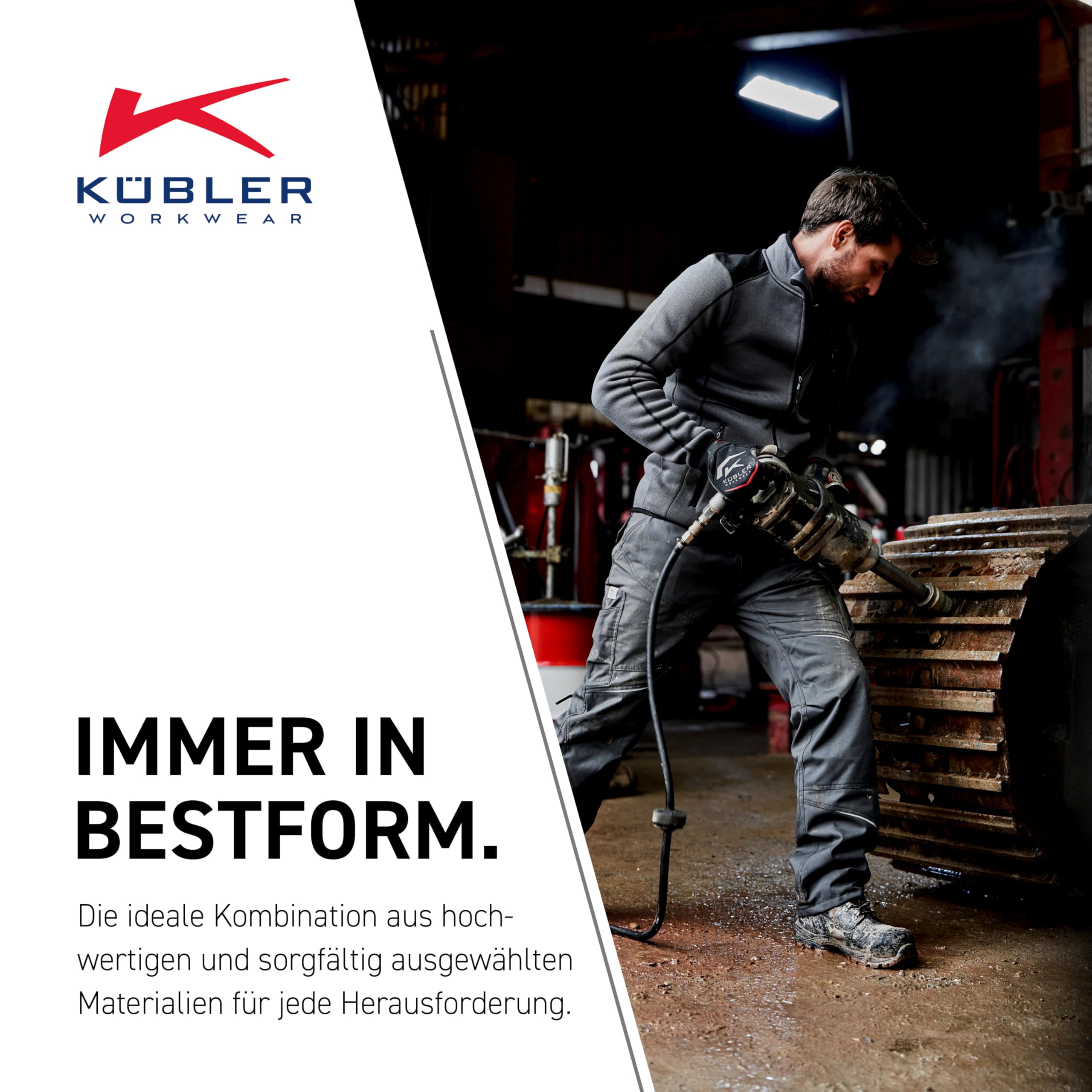KÜBLER ICONIQ Strickjacke 1443 – Arbeitsjacke im Stricklook mit Kontrasteinsätzen und Front-Reißverschluss