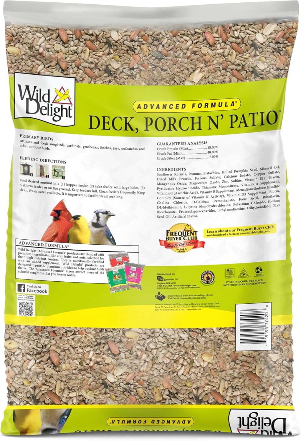 Wild Delight Deck, Porch N' Patio No Waste Bird Food, 20 lb-(374200),Tan