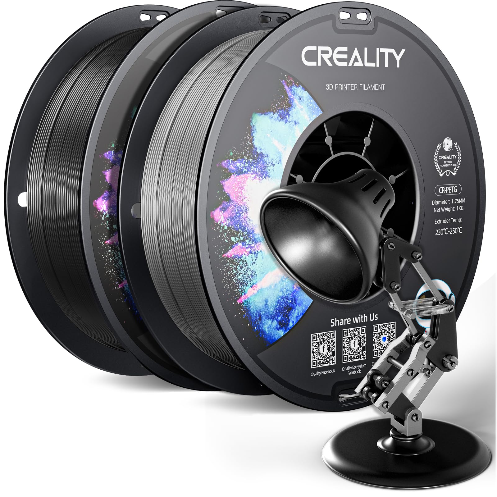 Official CREALITY PETG 3D Printer Filament 1.75mm 2KG Black+Gray