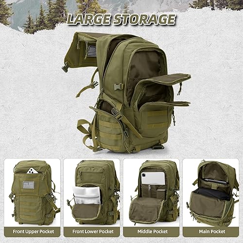 Miniatura 6 de Mochila táctica militar de 35L para hombres, paquete de asalto resistente al agua para mujeres, mochila Molle verde militar, mochila de 3 días para