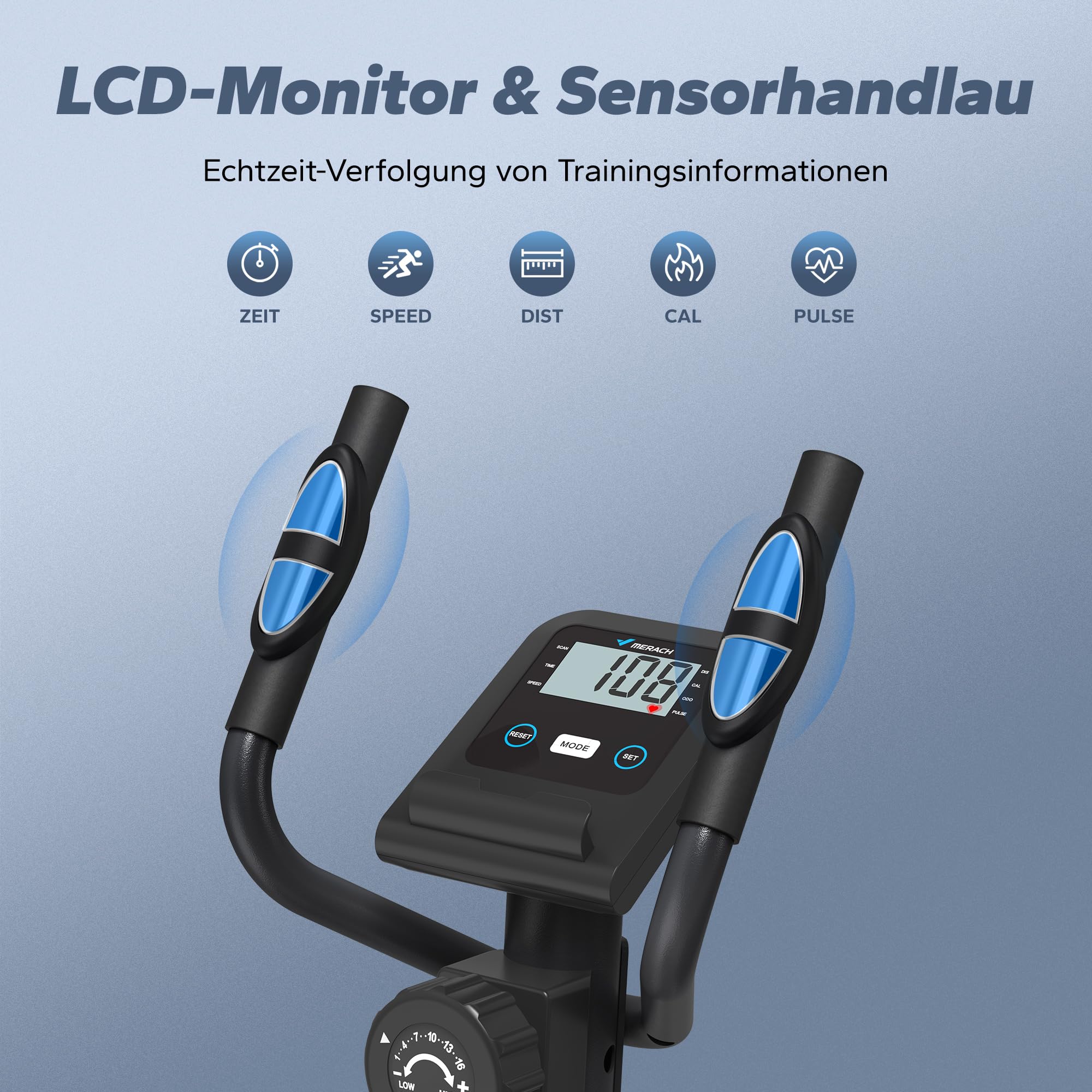 MERACH Vélo Elliptique pour la Maison, Ultra Silencieux Elliptique Compacts avec Résistance Magnétique à 16 Niveaux, Écran LCD, Capteur de Pouls, Application Exclusive MERACH, Capacité de charge 120KG