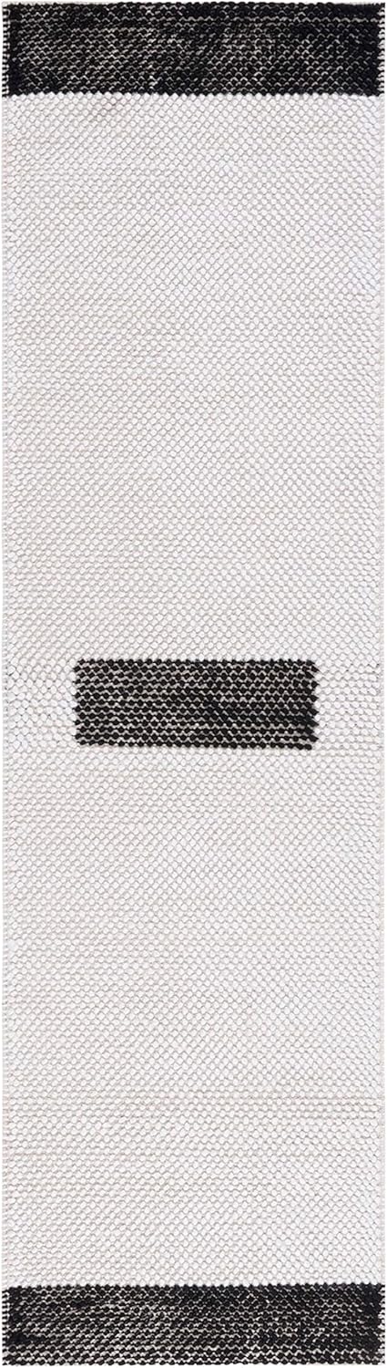 Handmade Black and Ivory Wool Flat Woven Runner Rug