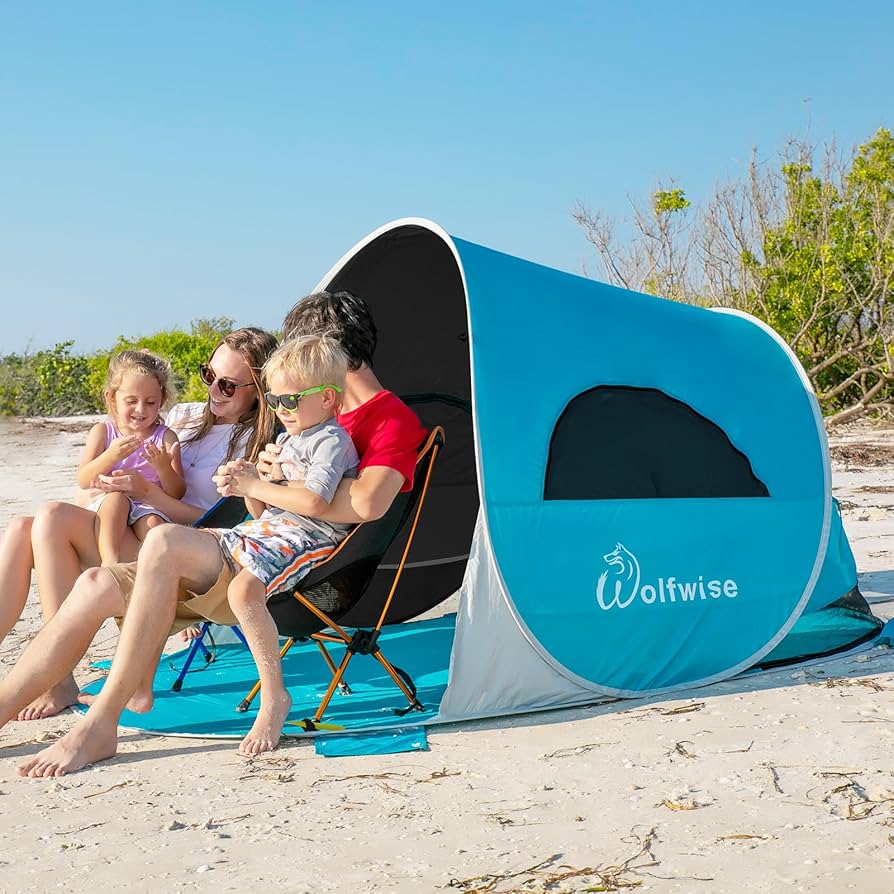 Amazon.com: WolfWise UPF 50+ Easy Pop Up 3 Person Beach Tent Sport