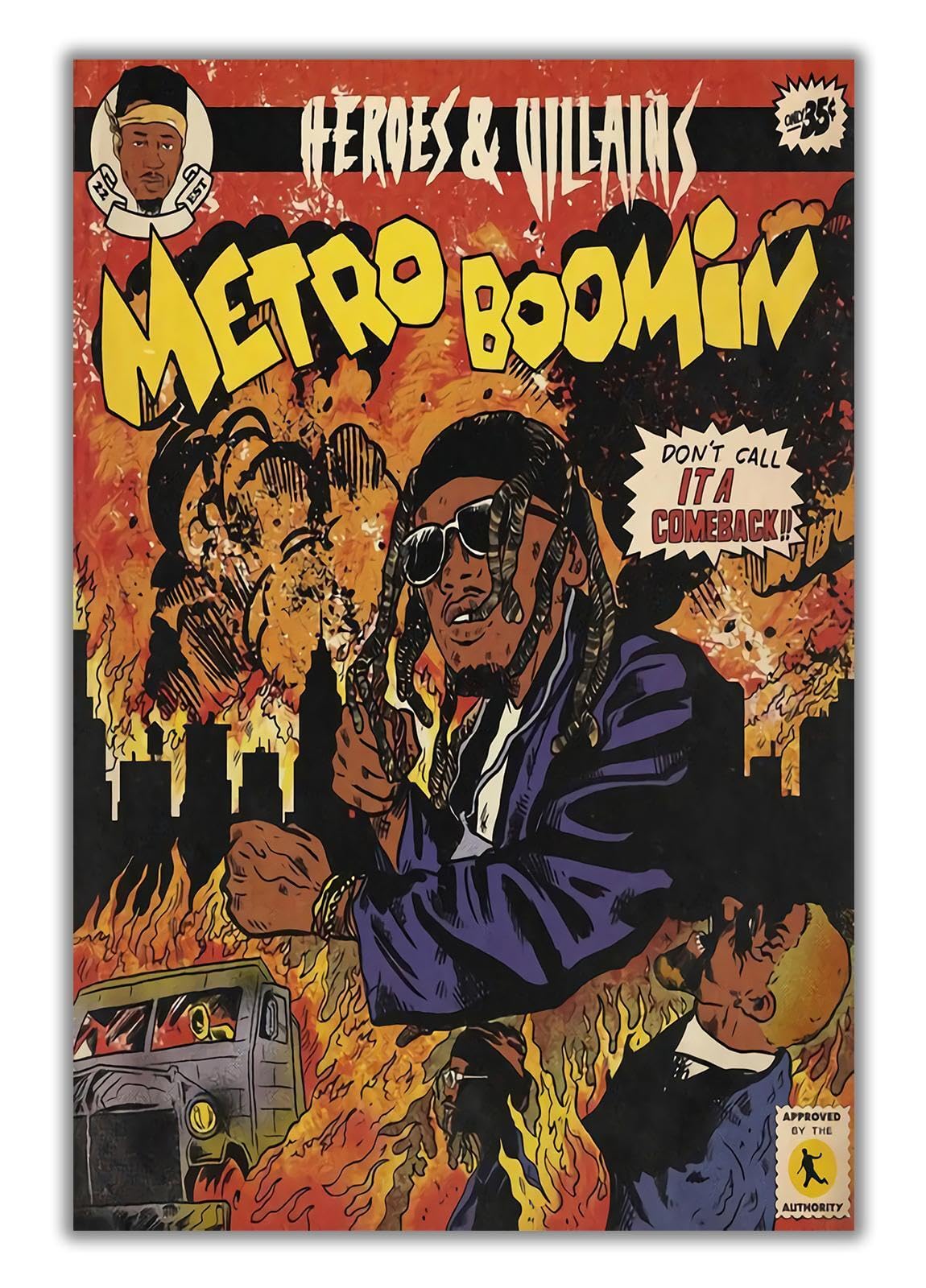 MINYL Metro Boomin Poster Heroes & Villains Album Comics Poster Decorative Painting Canvas Wall Posters And Art Picture Print Modern Family Bedroom Decor Posters for Room Aesthetic 16x24inch(40x60cm)