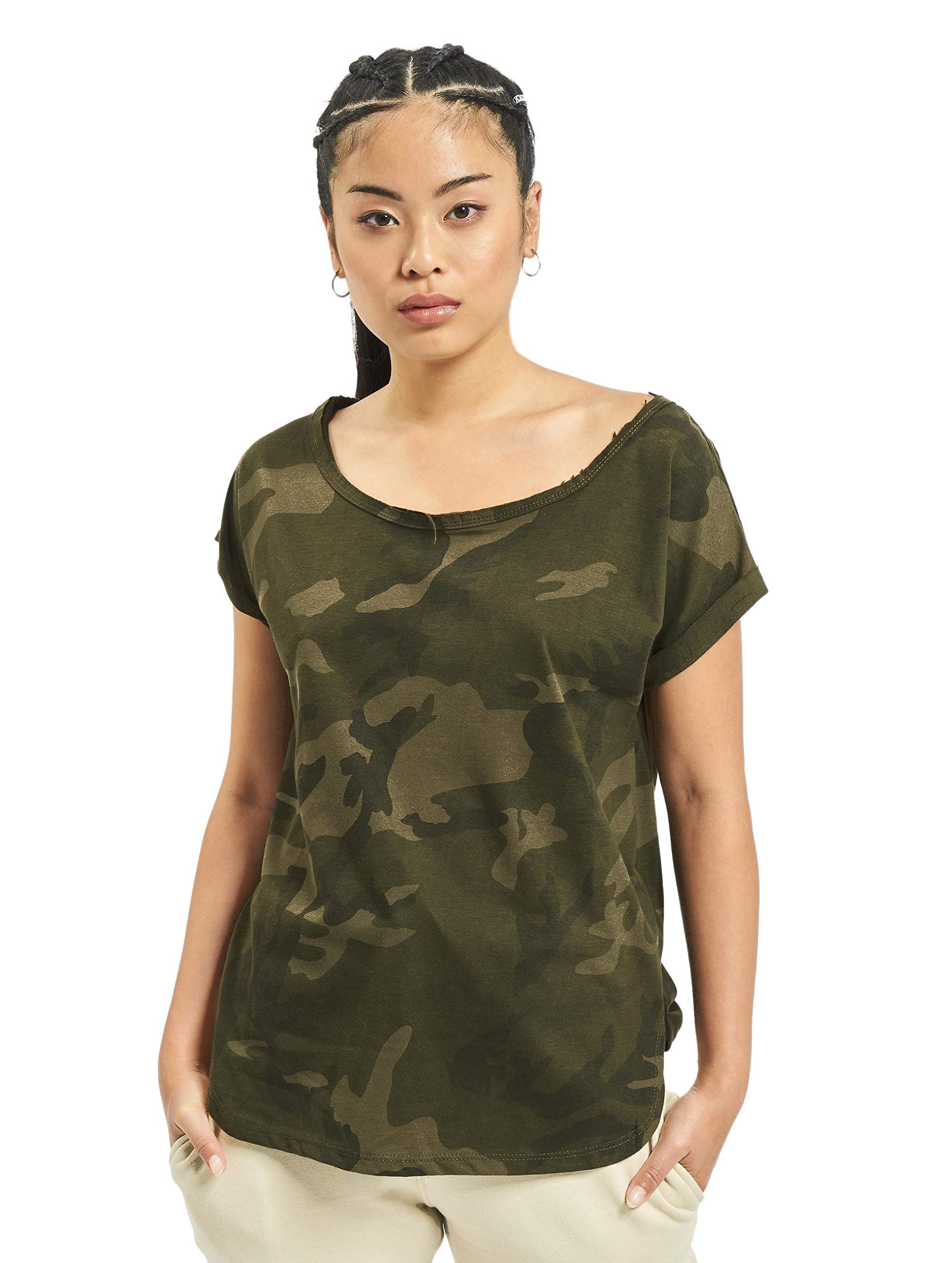 Urban Classics Ladies Camo Back Shaped tee Camiseta para Mujer