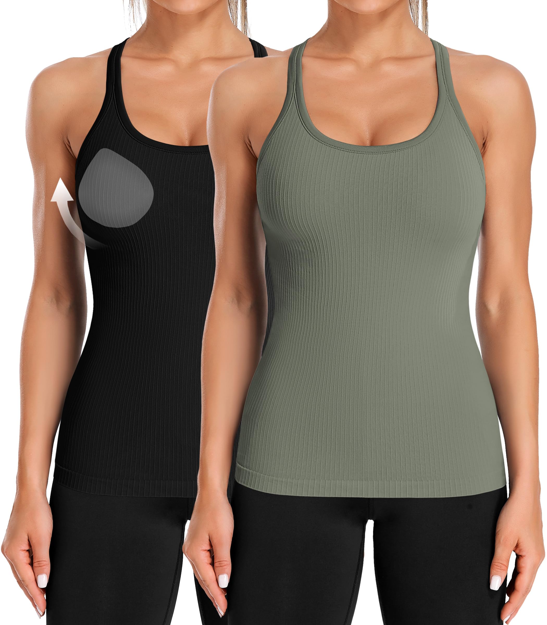 ATTRACO Ribflex 2 Pack Ribbed Workout Tank Top