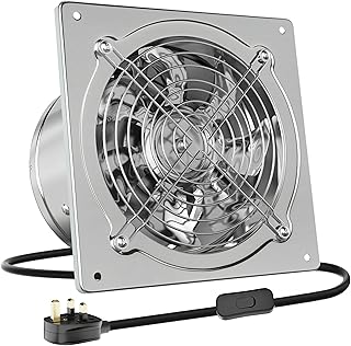 HG Power 150mm Exhaust Fan, 525m³/h Stainless Steel Ventilation Fan Extractor with Backdraft Damper for Kitchen Workshop Garage Basement, Silver