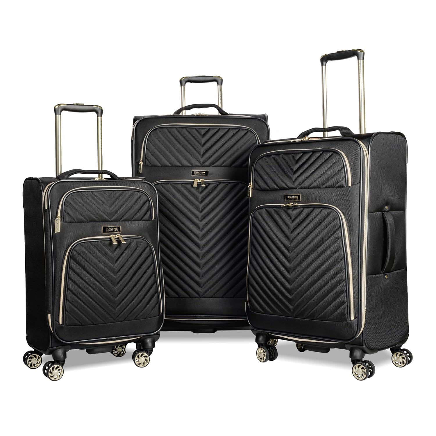 Kenneth Cole REACTION Chelsea Chevron Quilted Luggage, Black, 3-Piece Set (20"/24"/28")