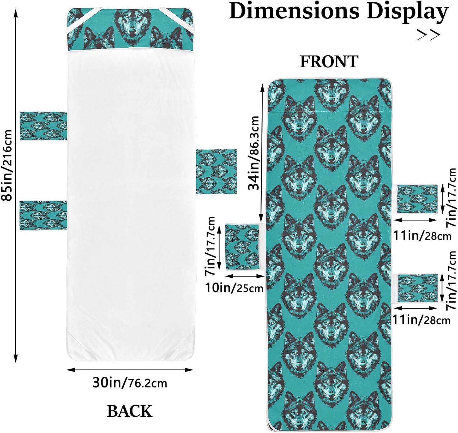 Old Style Animal Wolf Turquoise Patio Lounge Chair Cover Waterproof Outdoor Chaise Lounge Cover with Windproof Straps for Beach Garden Courtyard Trips, 85" X 30"