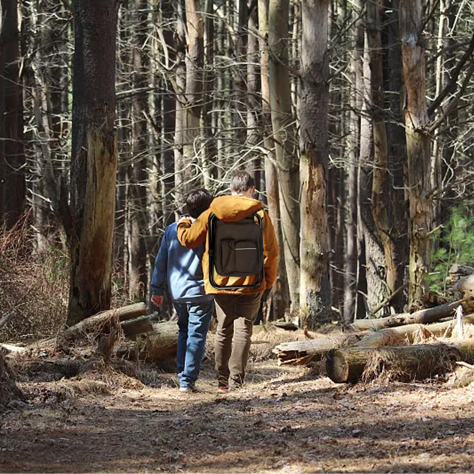 Sedia Zaino Portatile con Borsa Termica in Tessuto, Pieghevole, Trasportabile, Leggera, Tessuto Oxford in PVC 600D, Borsa da Trekking per Attività Escursionistiche All'aperto (52 x 36 x 5 cm)
