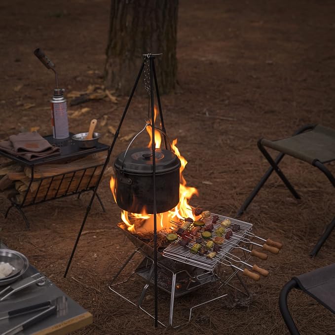 Parrilla portátil plegable Campingmoon de acero inoxidable 14 pulg miniatura 7